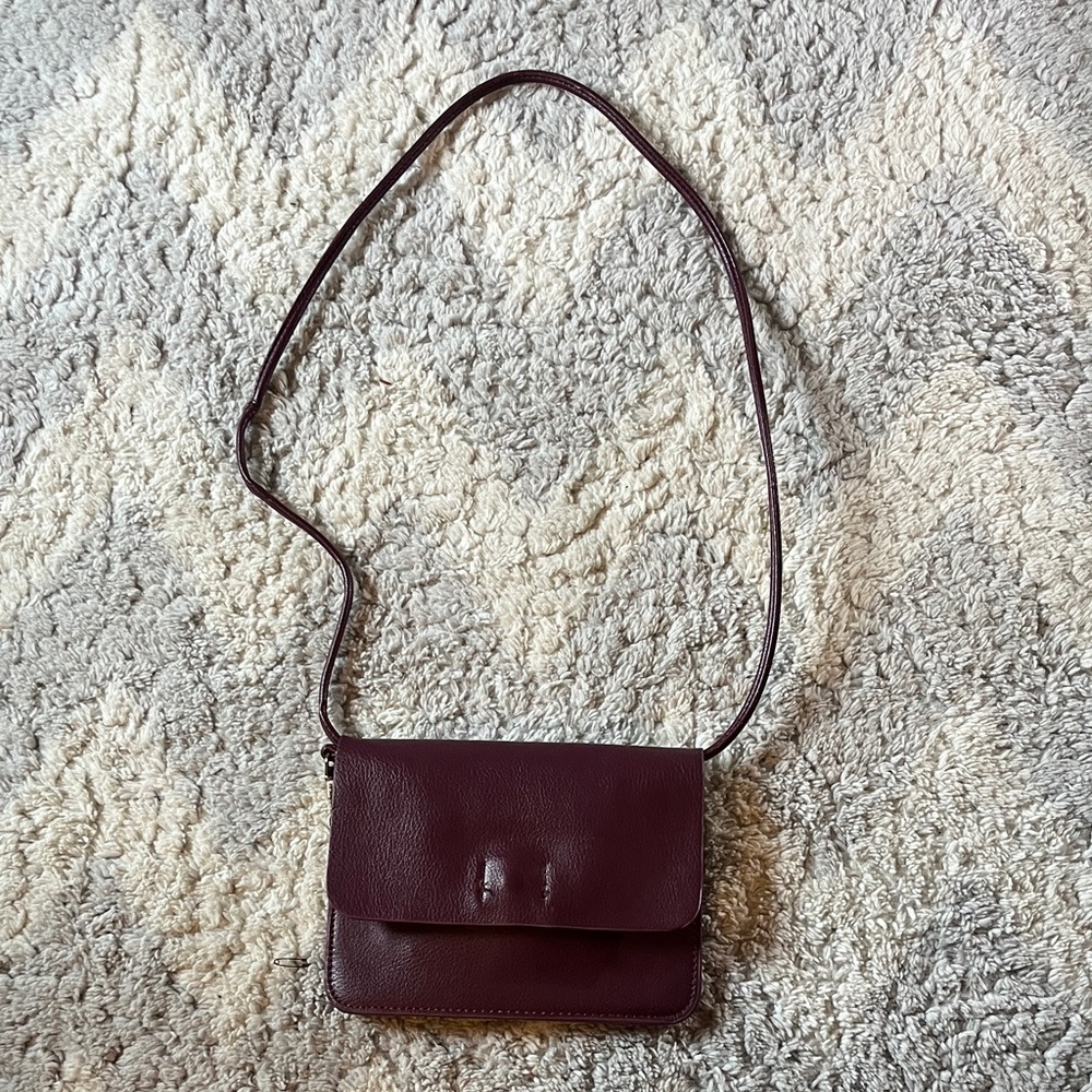 Burgundy Vegan Leather Crossbody Bag